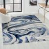 image:imageLUXE WEAVERS Marble Collection 497 Blue 2x7 Abstract Marble Swirl Area RugBlue