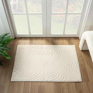 image:imageLUXE WEAVERS Modern Geometric Wave Cream 2x3 Area Rug for Living Room High Low CarpetCream