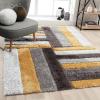 image:imageLUXE WEAVERS Lantanas Collection 7072 Brown 5x7 Modern Shag Geometric Area RugYellow