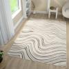 image:imageLUXE WEAVERS Modern Abstract Swirl Cream 5x7 Area Rug High Low CarpetGrey